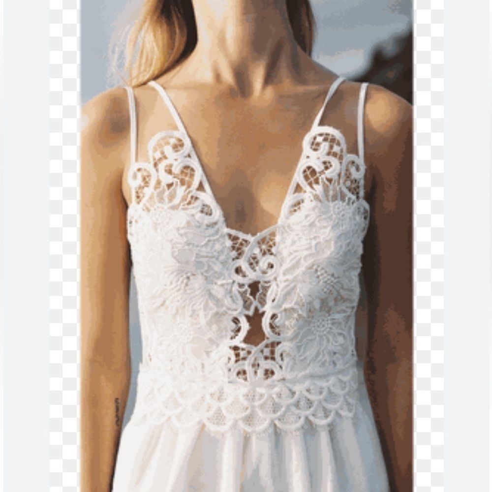 REISS Serena Lace Midi Dress NWT White Crochet Lace Empire Waist Wedding Guest - Picture 5 of 15